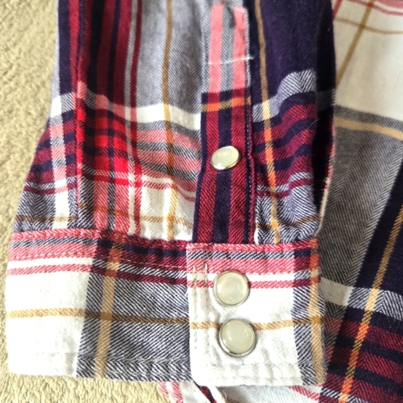 Thread & Supply Womens Flannel Plaid Pearl Snap Button-up Shirt Size M - Picture 4 of 13